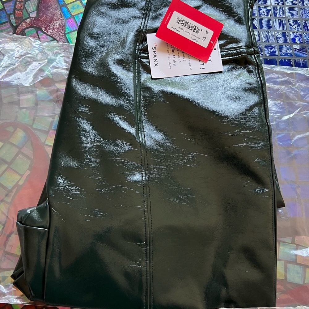 SPANX faux leather leggings S/P Olive Green